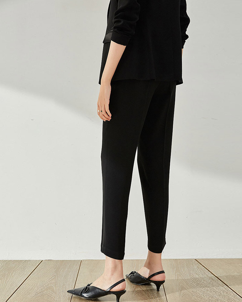 DEER.W 高腰單釦九分西裝褲 黑色