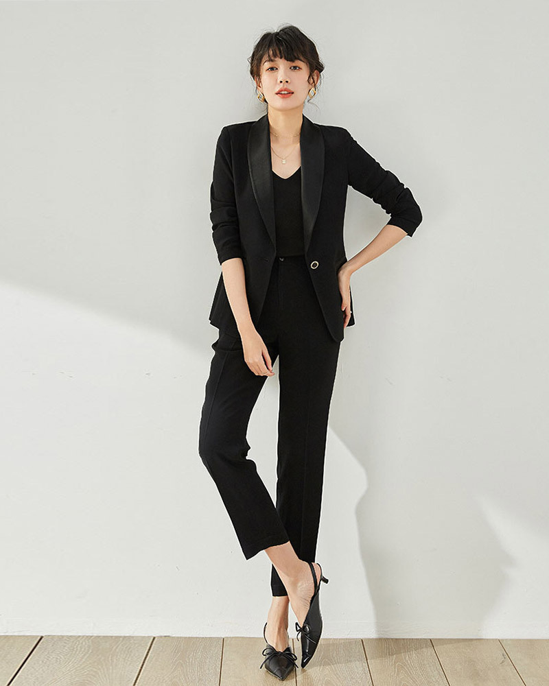 DEER.W 高腰單釦九分西裝褲 黑色