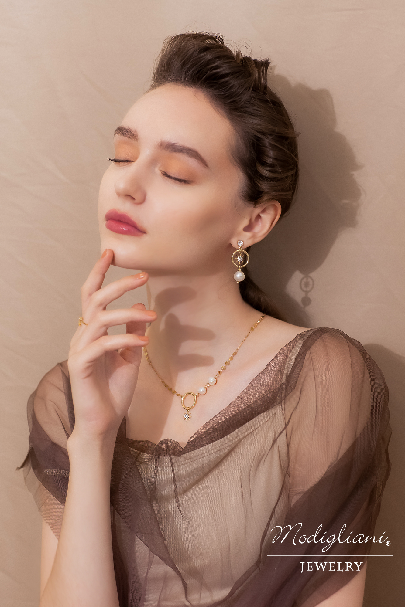 黃銅飾品,黃銅,星星,垂墜式耳環,耳環,氣質,星芒,天然珍珠,鋯石