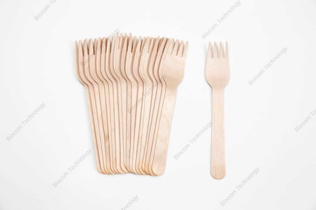 Biocom Biodegradable Wooden Fork 160mm