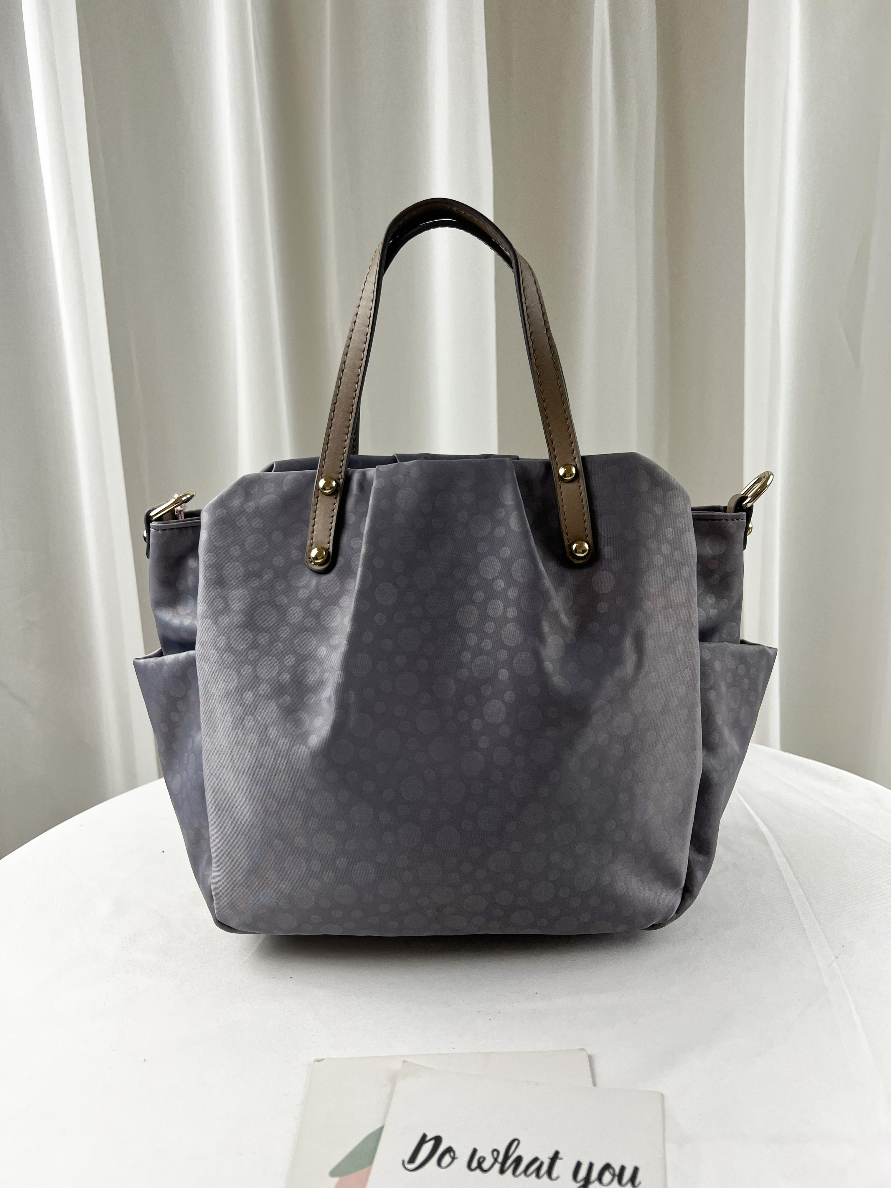 煙燻灰 真皮牛皮提把手提包 #SM-3941