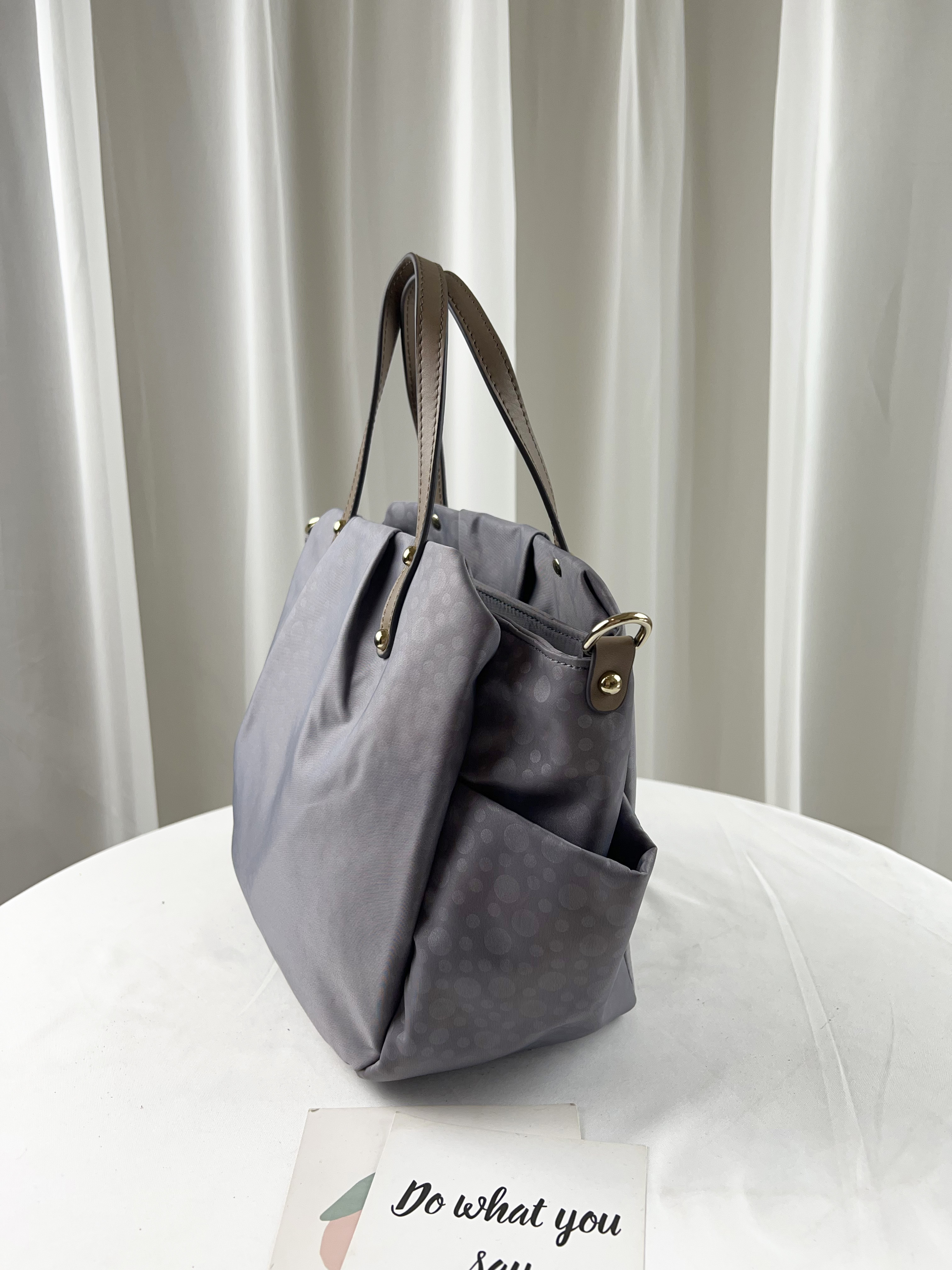 煙燻灰 真皮牛皮提把手提包 #SM-3941