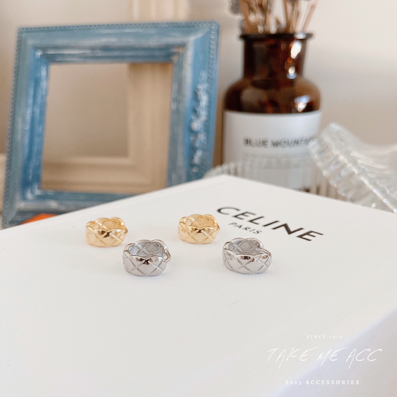 菱格光環 │ 全純銀耳環