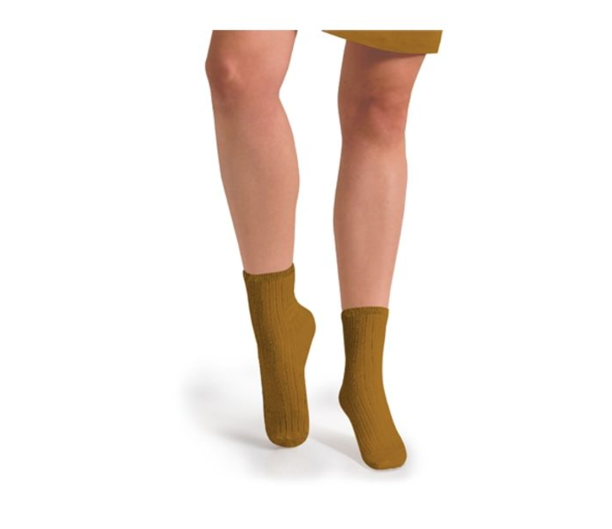 COLLÉGIEN - La Mini Ribbed Ankle Socks（Moutarde de Dijon）