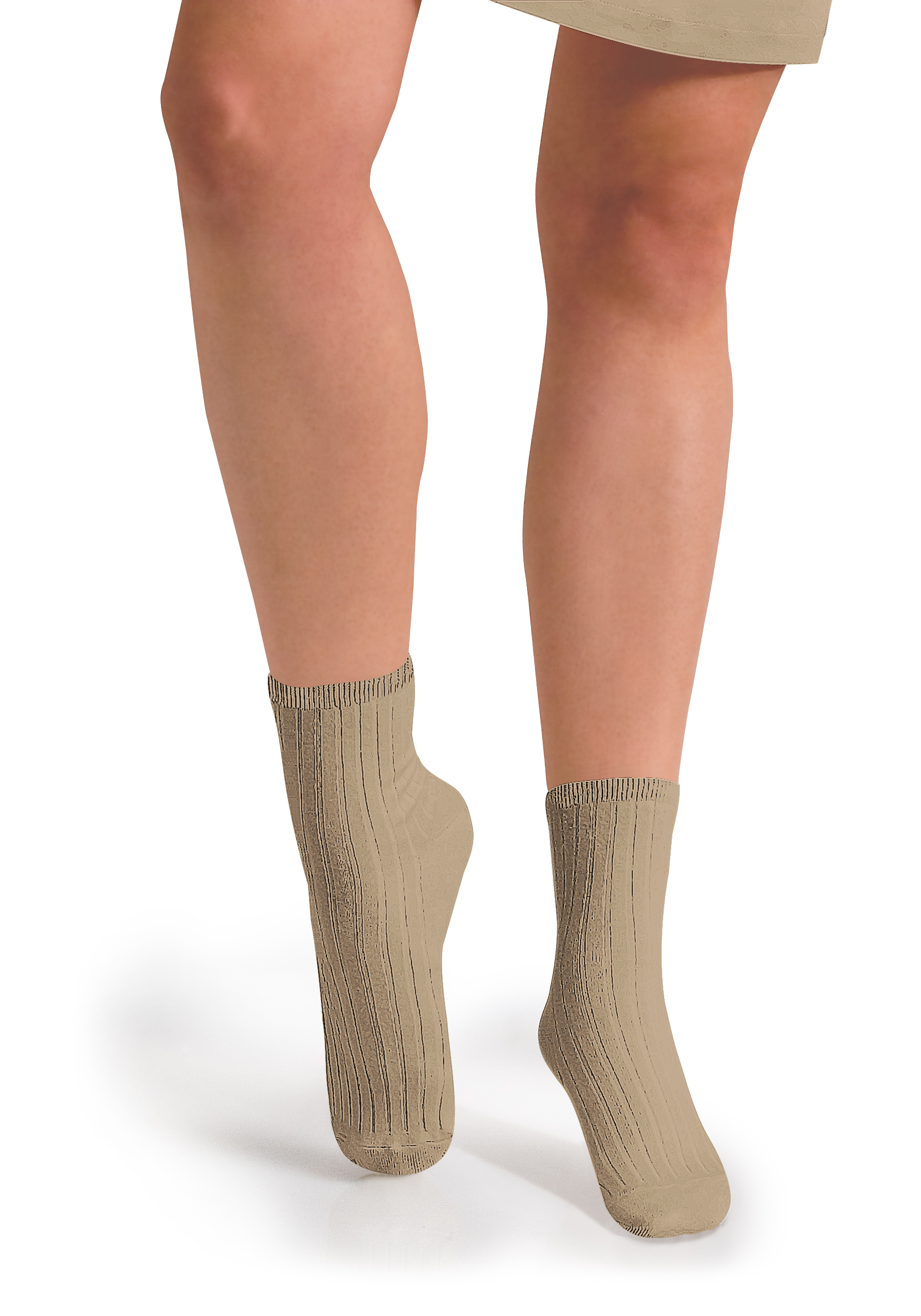 COLLÉGIEN - La Mini Ribbed Ankle Socks（Petite Taupe）