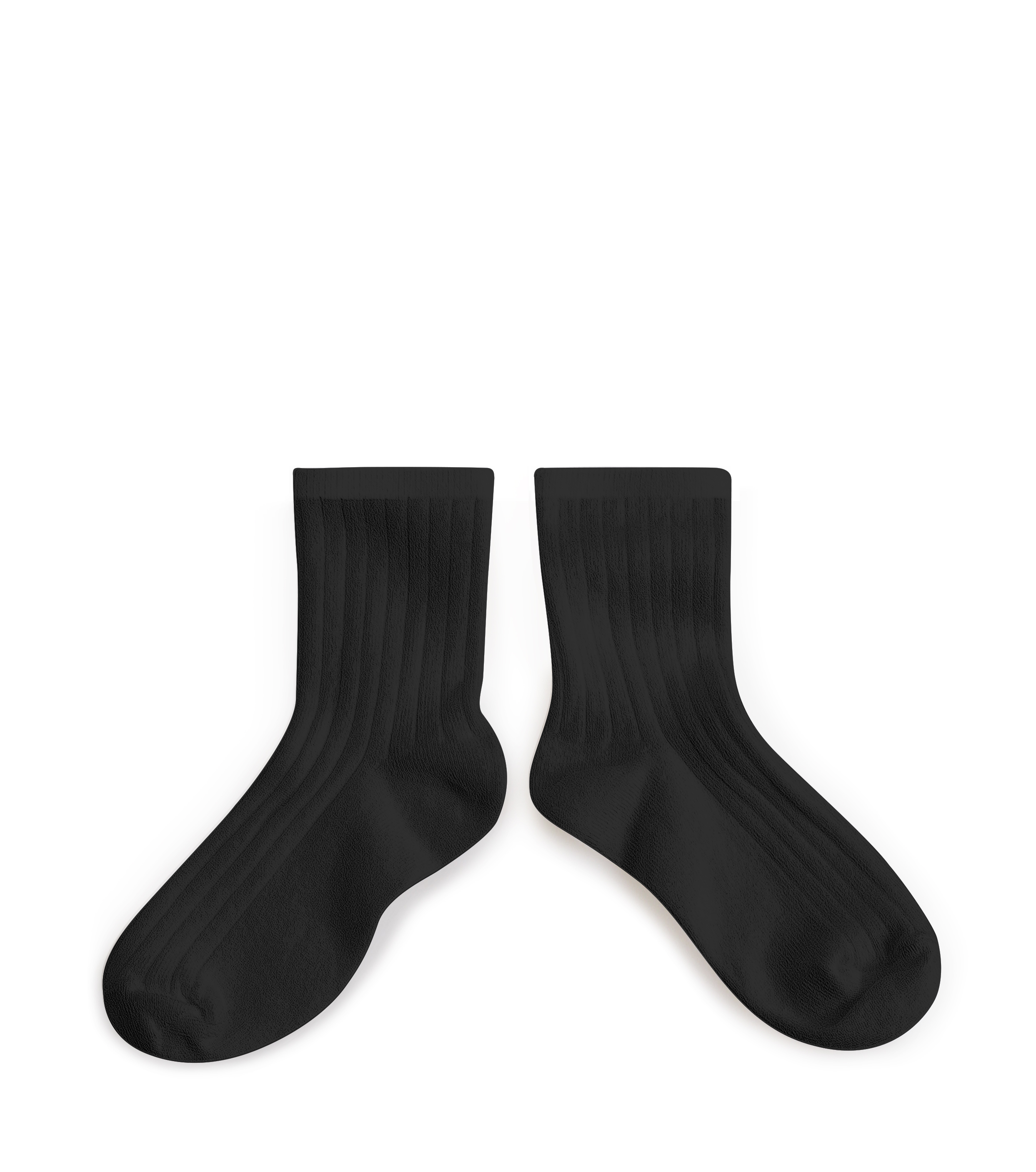 COLLÉGIEN - La Mini Ribbed Ankle Socks（Noir de Charbon）