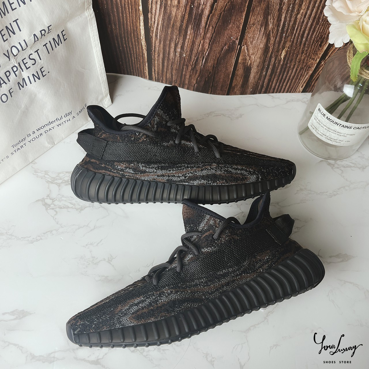 【Luxury】愛迪達YEEZY BOOST 350 V2 MX ROCK 大理石黑反光黑