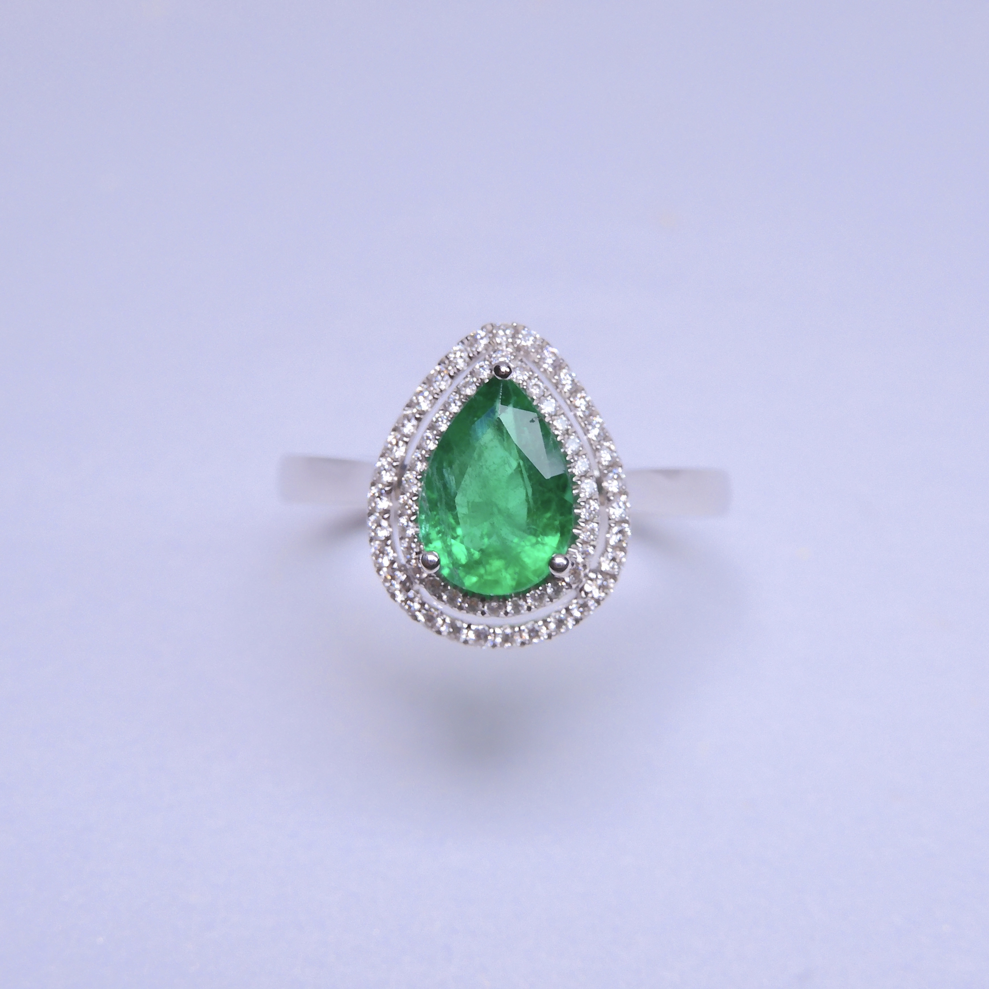 18K金 0.874ct 綠寶石戒指