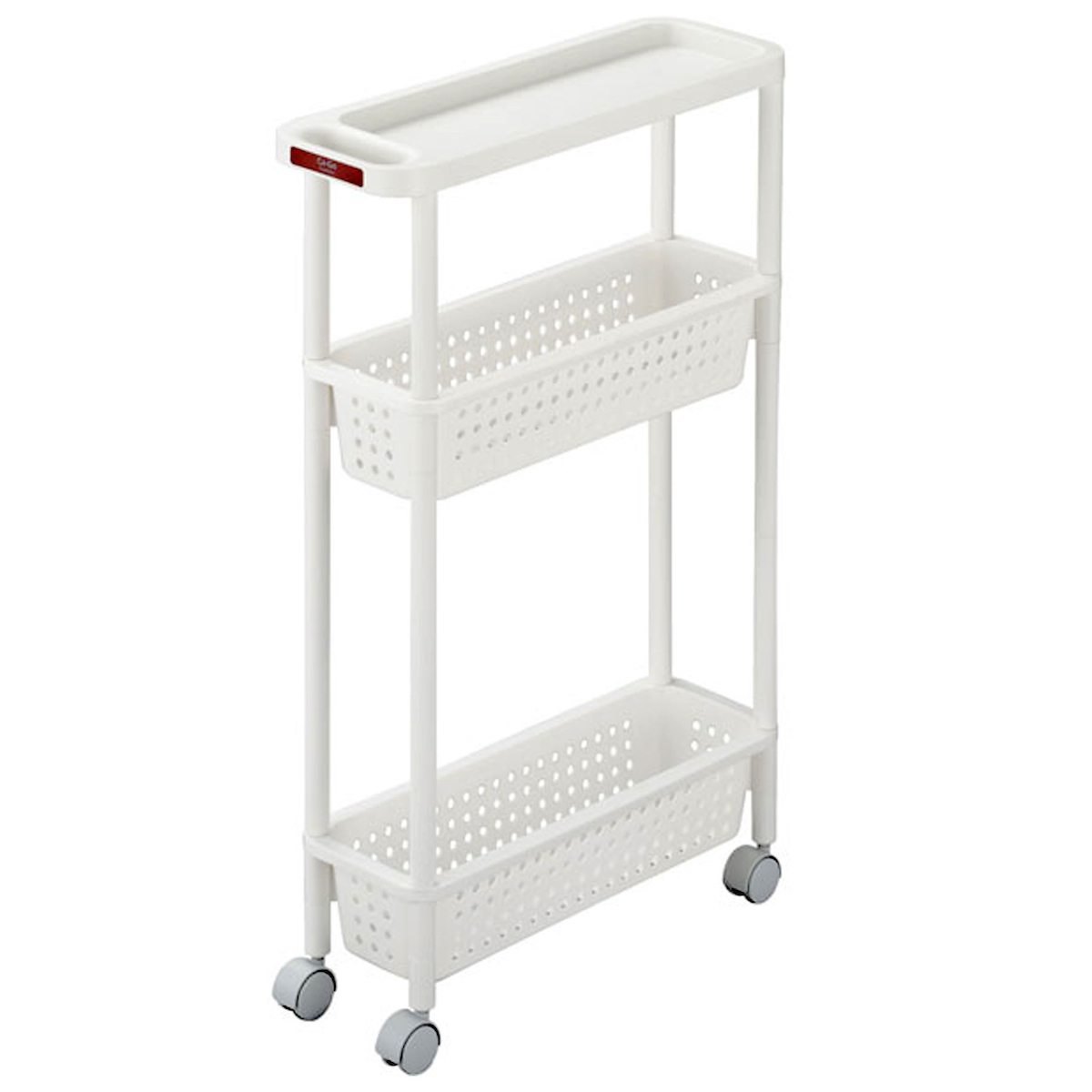 日本品牌 SANKA 窄身3層滑輪儲物架 (H77 x 48 x 17cm) 白色 -232162