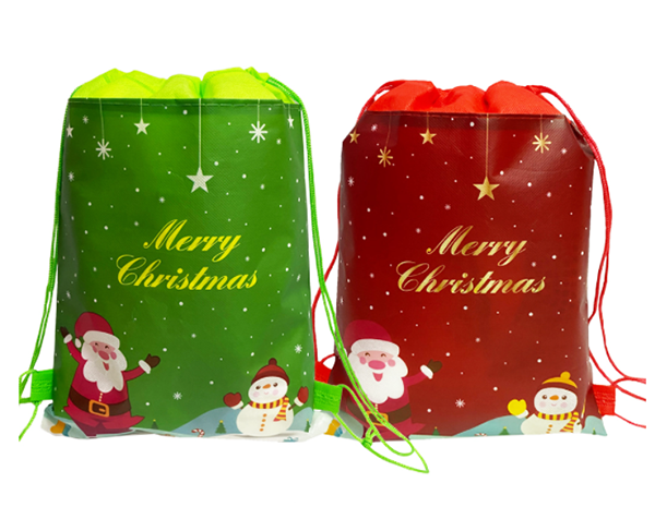 聖誕無紡布束口袋 23455