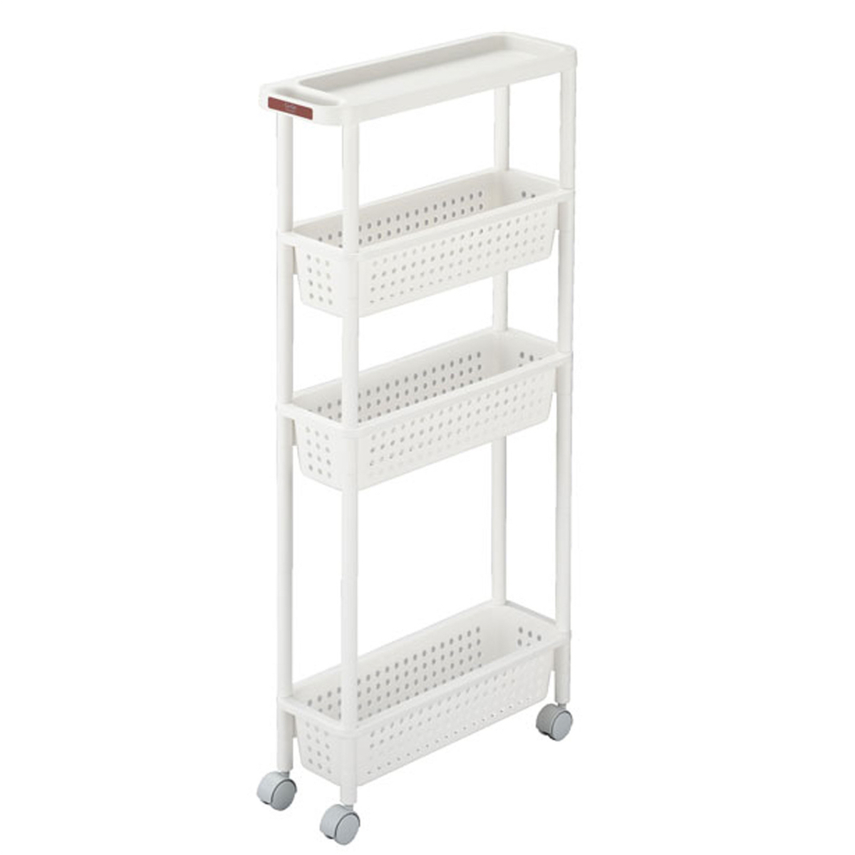 日本品牌 SANKA 窄身4層滑輪儲物架 (H101 x 48 x 17cm) 白色 -232186