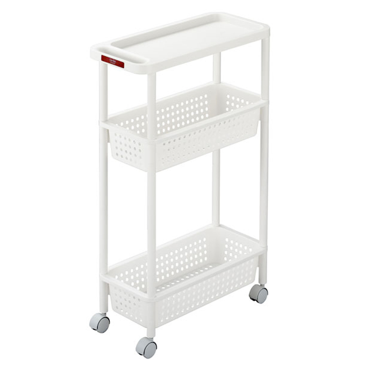 日本品牌 SANKA 窄身3層滑輪儲物架 (H77 x 48 x 22cm) 白色 -232216