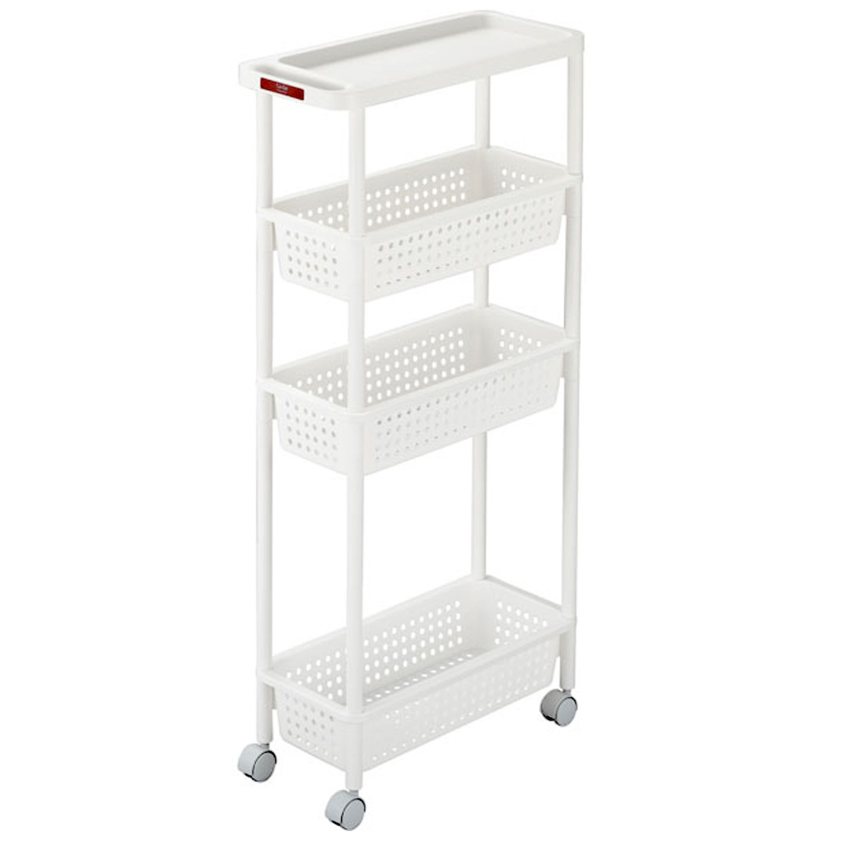 日本品牌 SANKA 窄身4層滑輪儲物架 (H101 x 48 x 22cm) 白色 -232230
