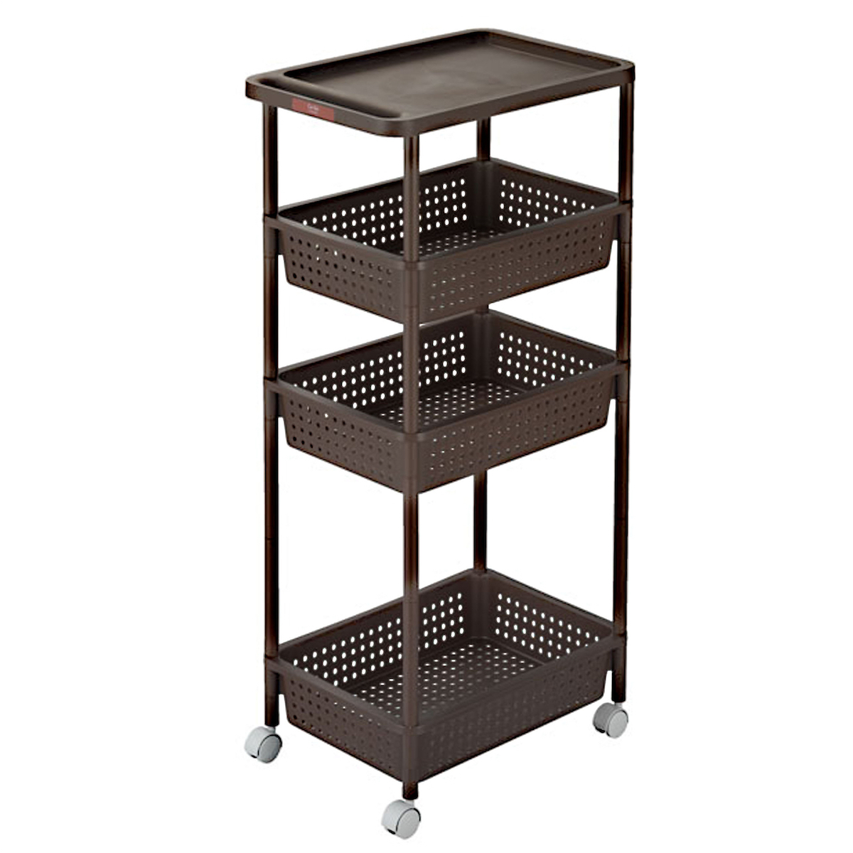 日本品牌 SANKA 窄身4層滑輪儲物架 (H101 x 48 x 33cm) 啡色 -232292