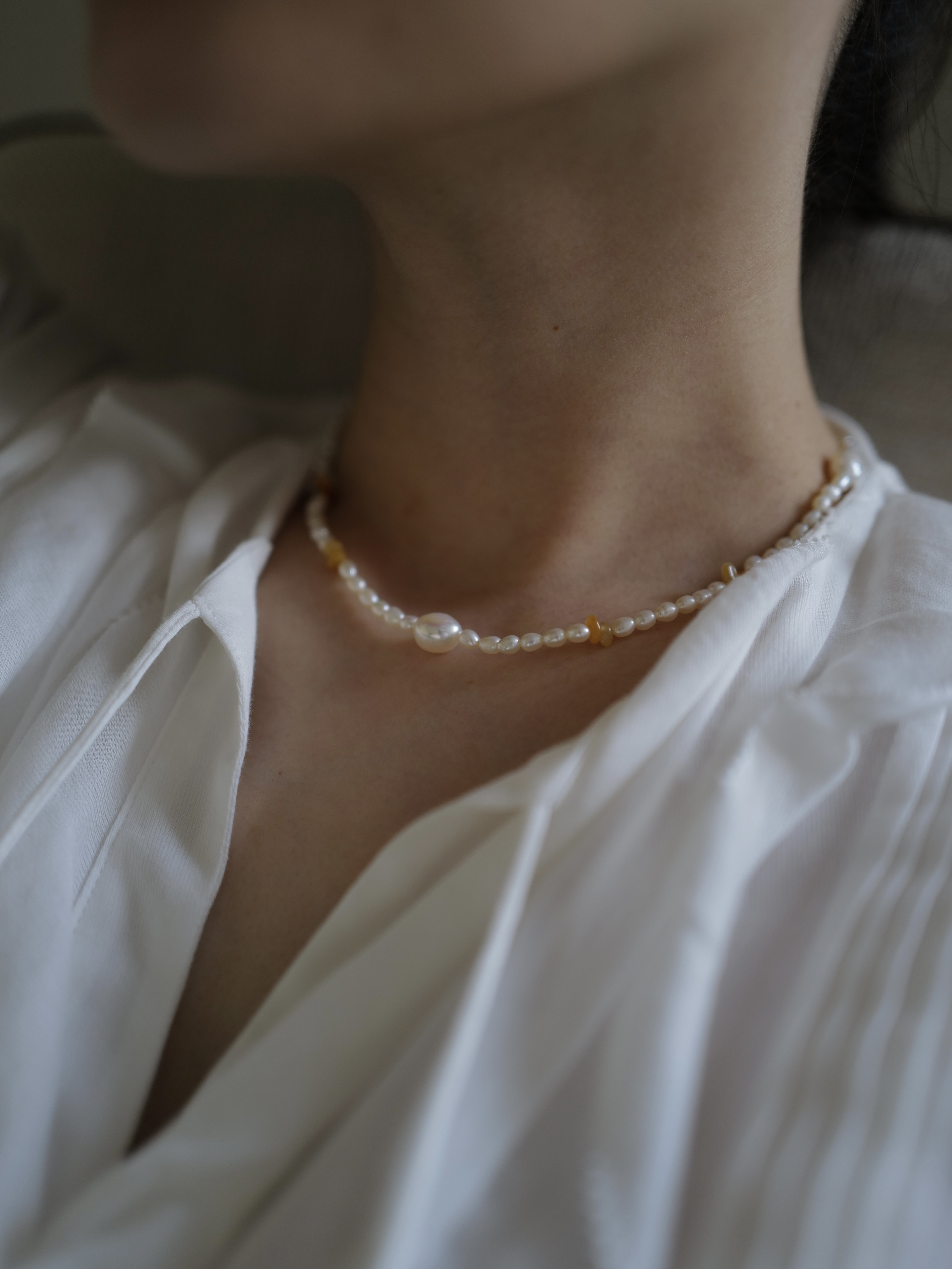 Yellow Jade Pearls Necklace｜黃玉珍珠項鍊