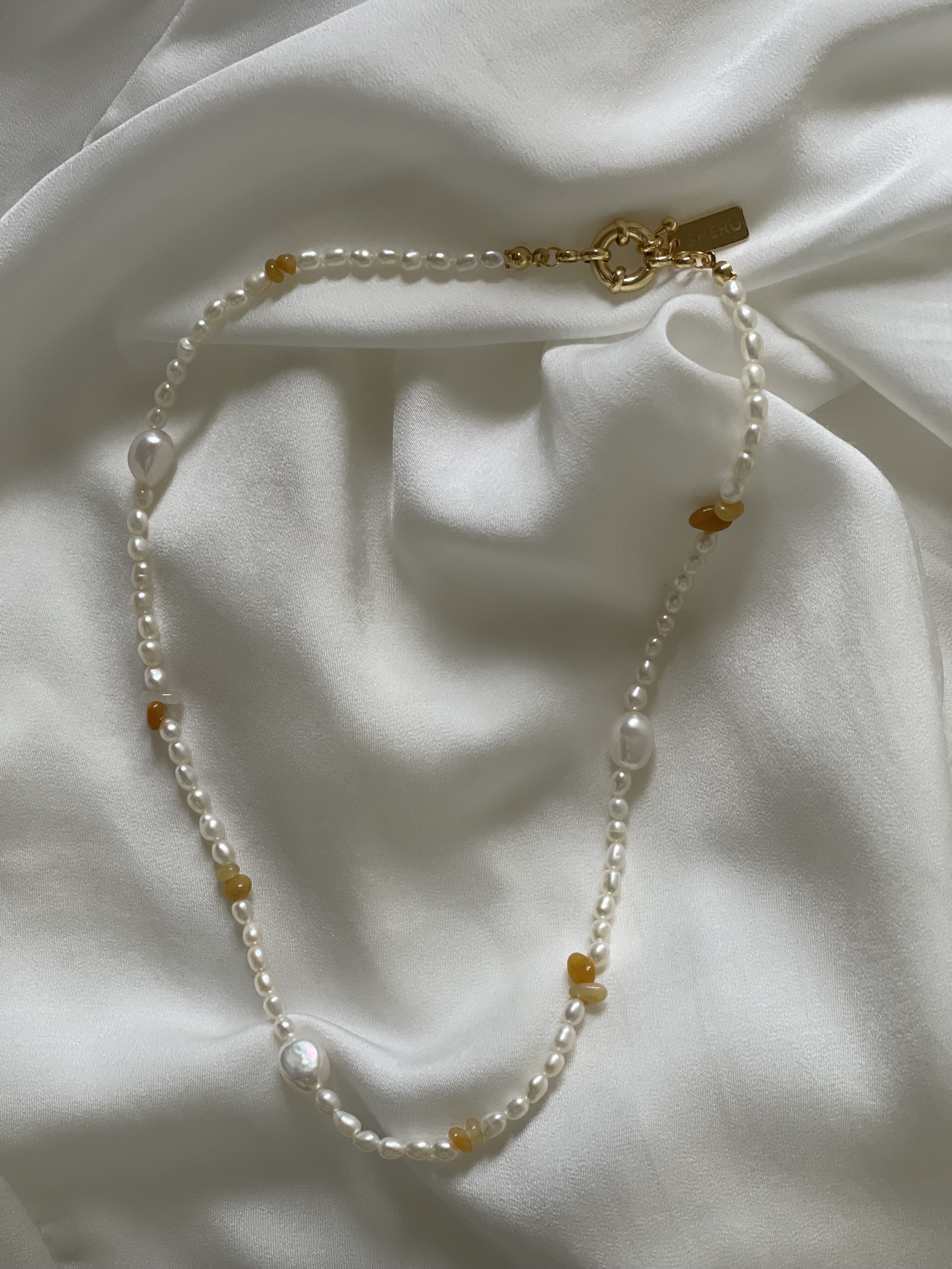 Yellow Jade Pearls Necklace｜黃玉珍珠項鍊
