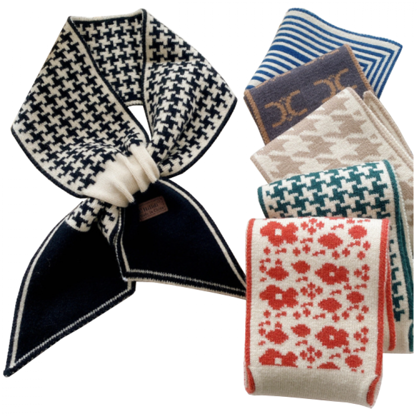 韓版針織交叉插口小圍巾 KLJ0047