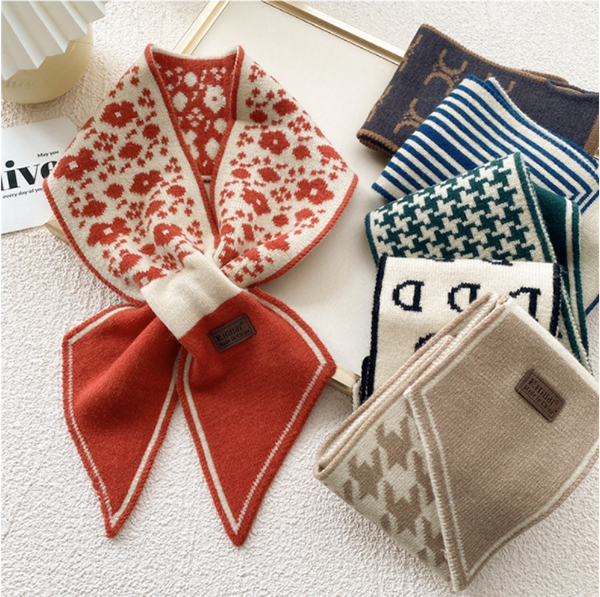 韓版針織交叉插口小圍巾 KLJ0047