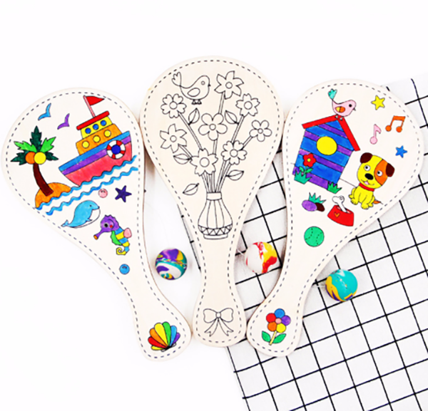 DIY創意木質塗鴉球拍材料包 M115