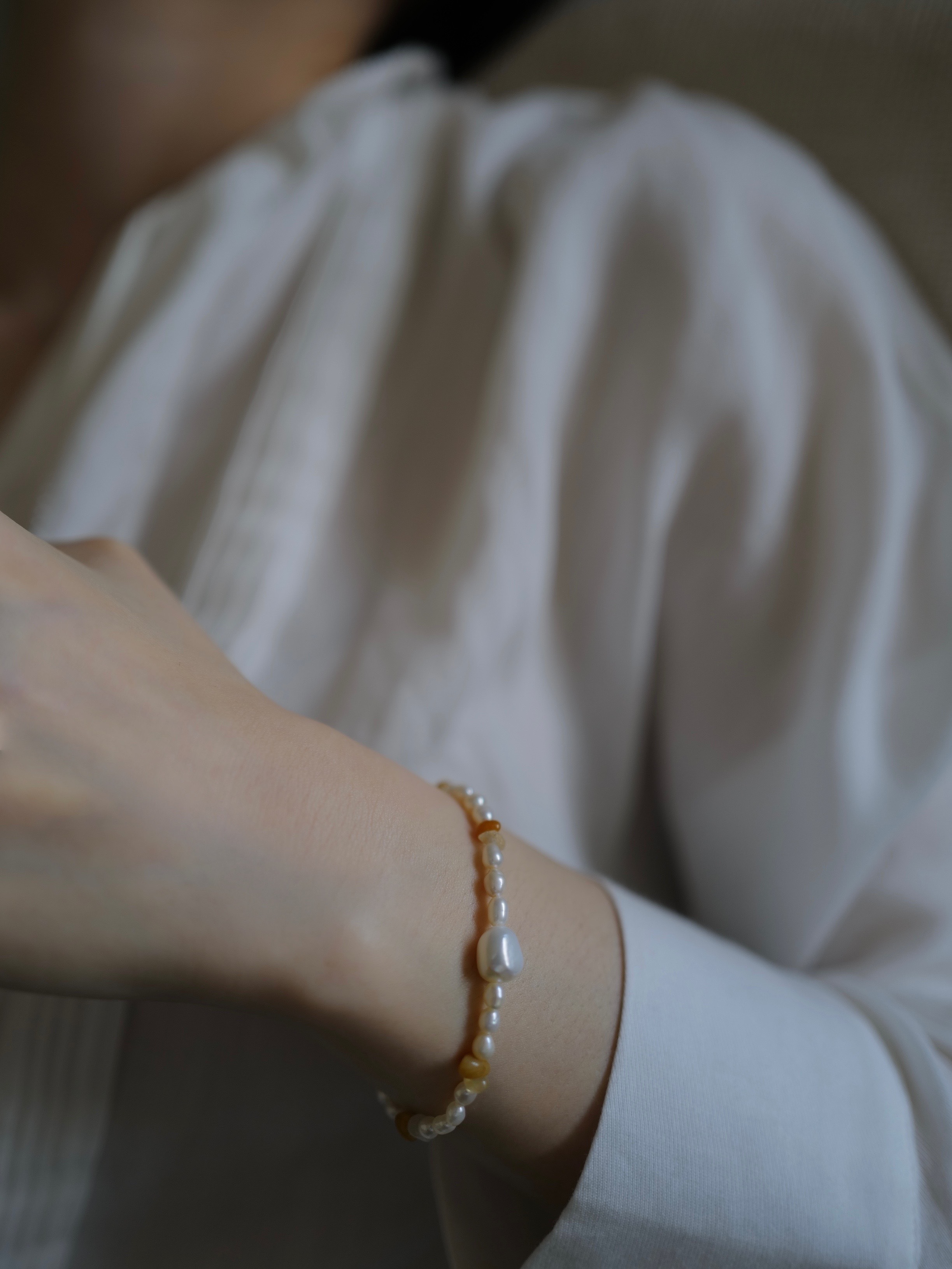 Yellow Jade Pearls Bracelet｜黃玉珍珠項鍊