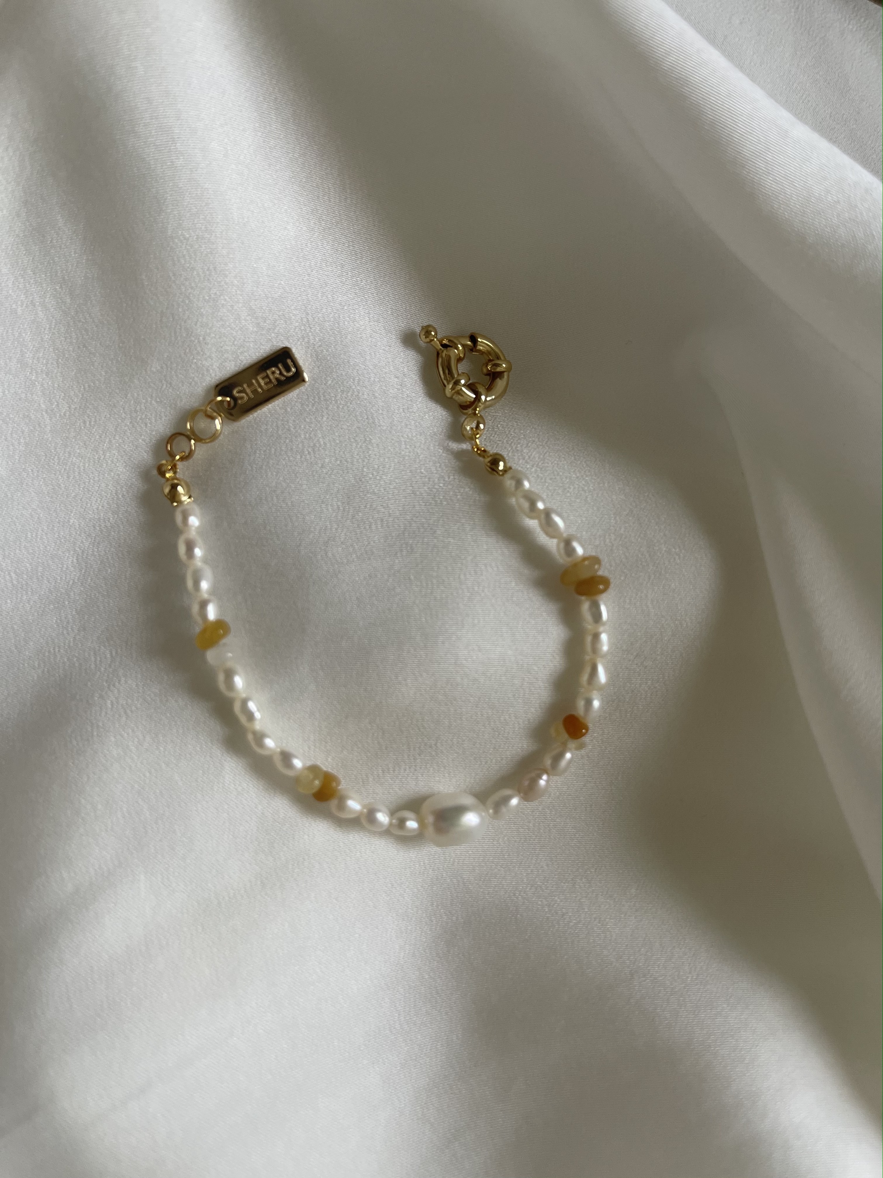 Yellow Jade Pearls Bracelet｜黃玉珍珠項鍊