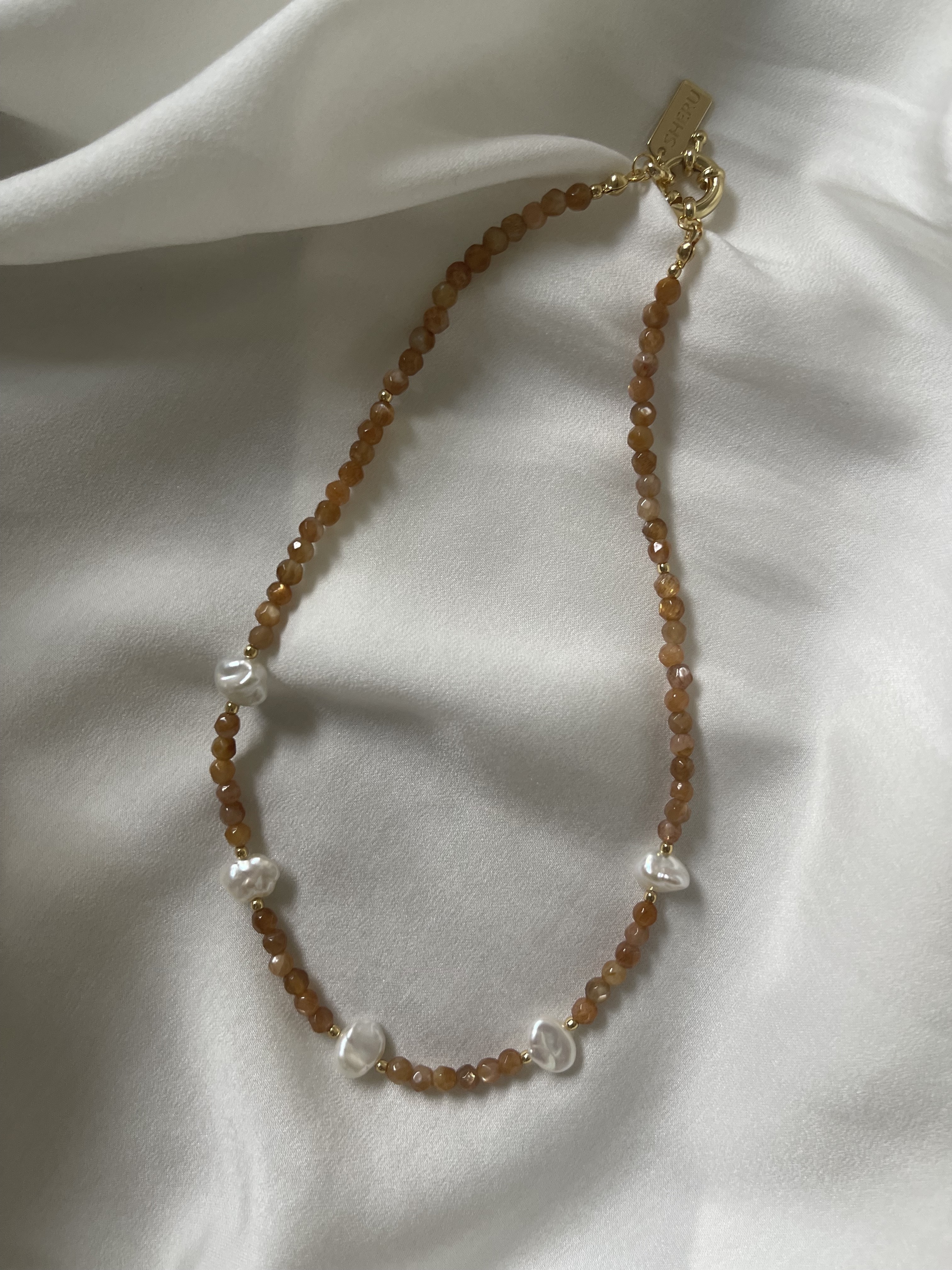 Sunstone Pearls Necklace｜14K