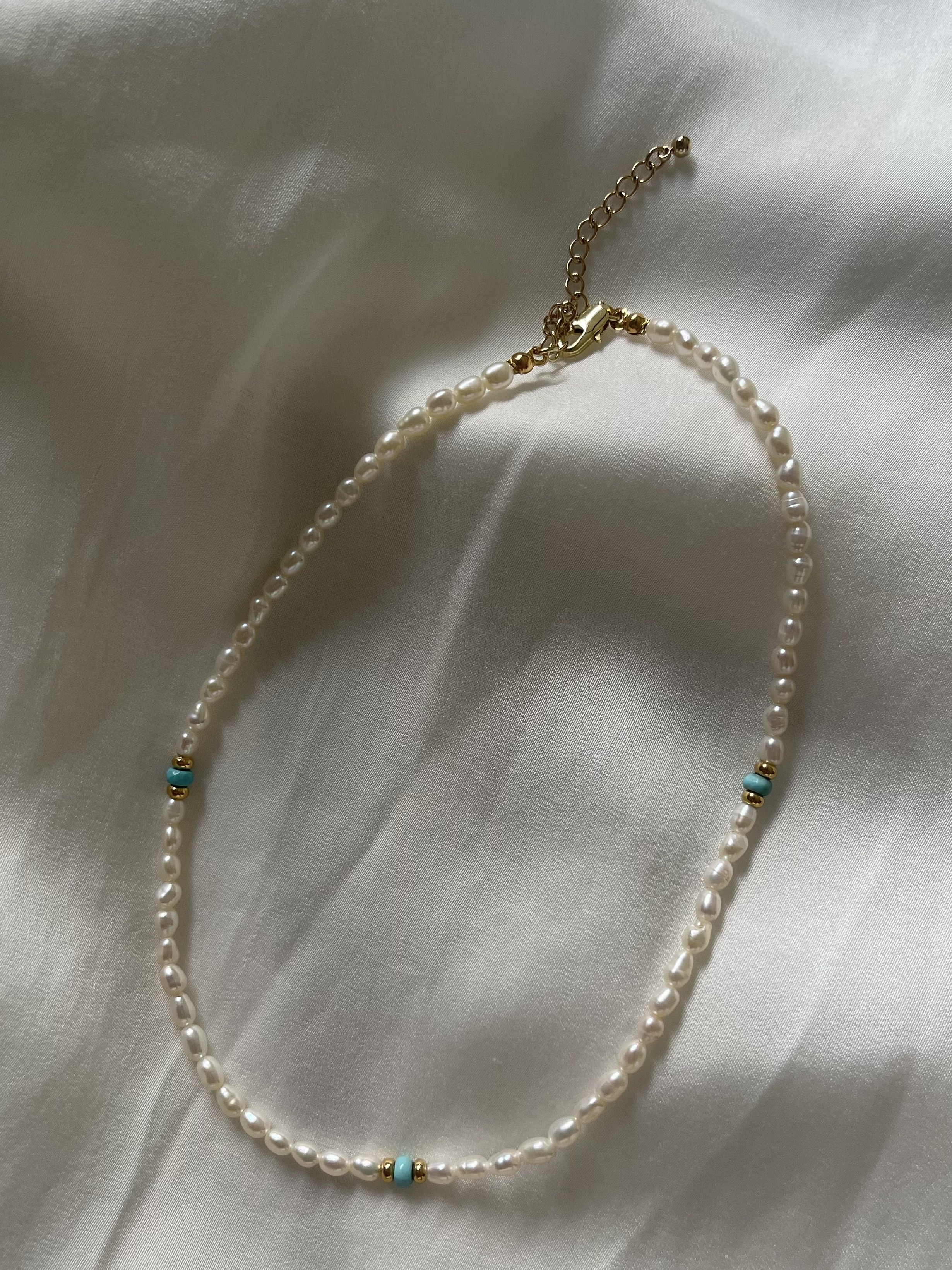 Turquoise Pearls Choker｜18K