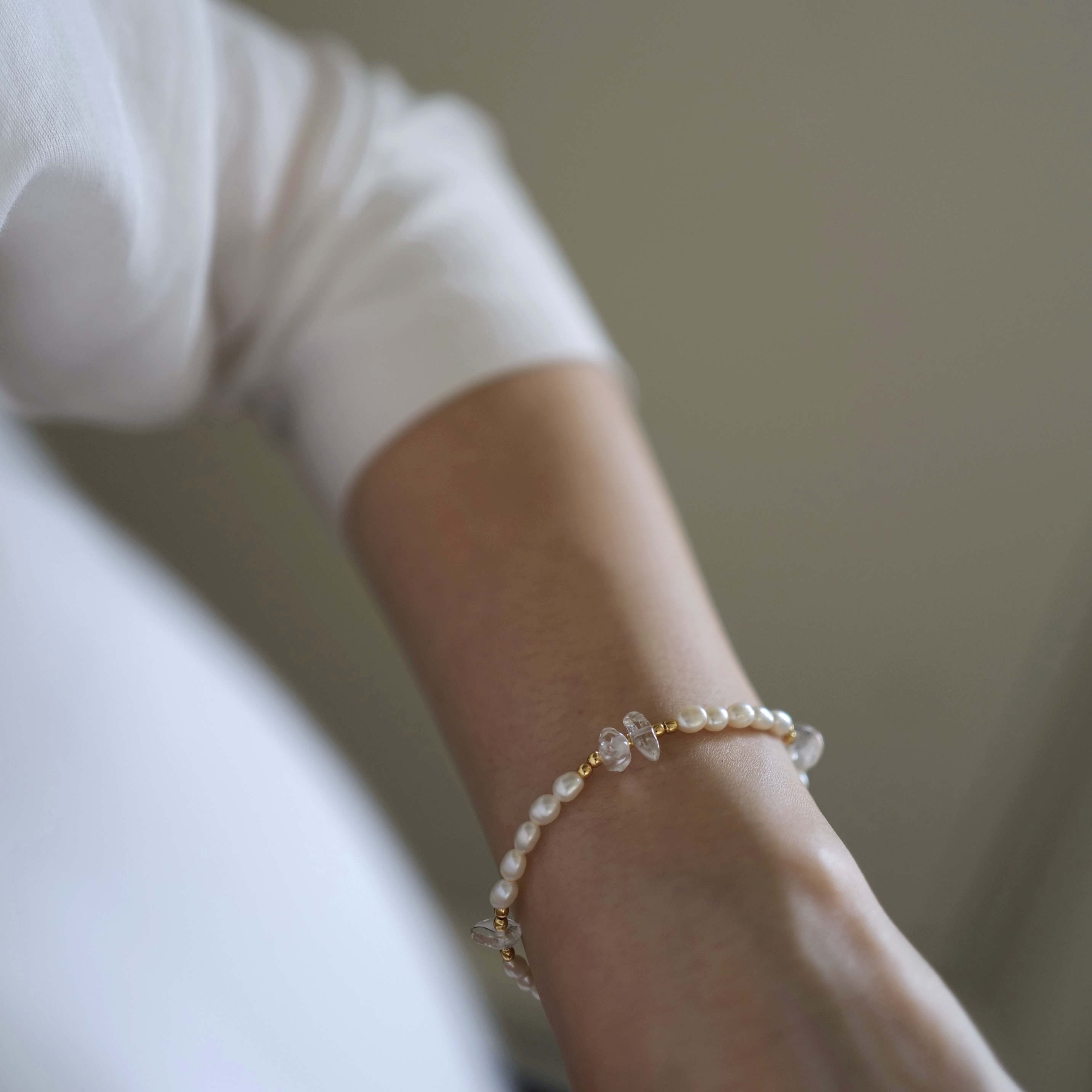 Crystal Pearls Bracelet｜白水晶珍珠手鏈