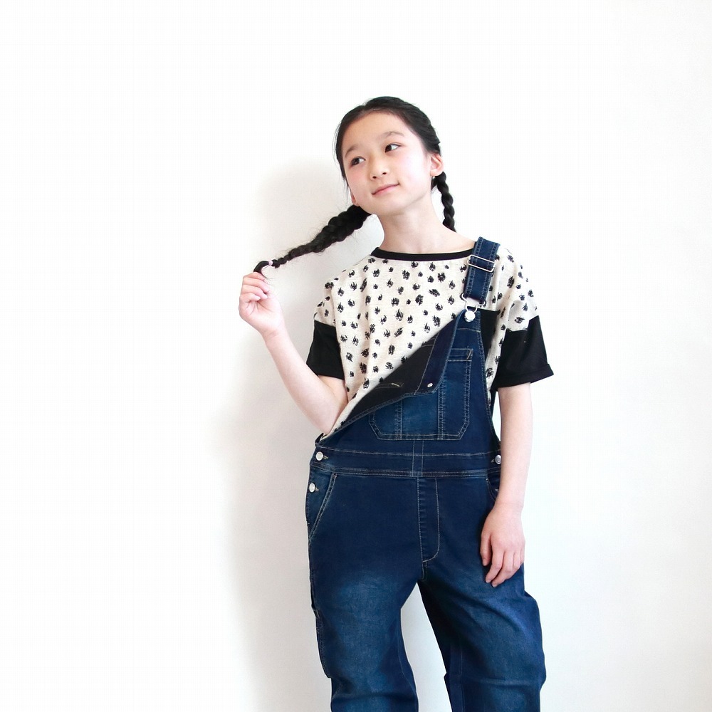 日本 L.COPECK 彈力高質感 工作吊帶長褲 (深藍色，150) C5833