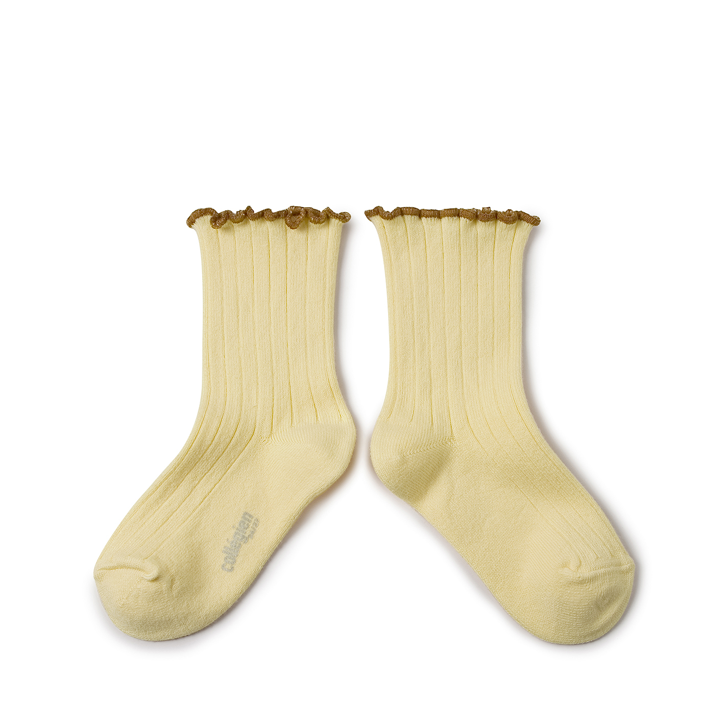 COLLÉGIEN - Delphine Lettuce Trim Ribbed Socks（Vanille）