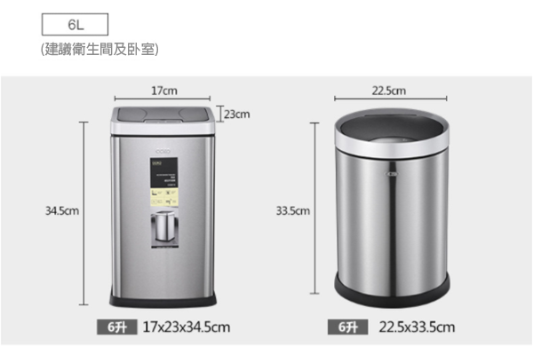 CCKO德國自動智能垃圾桶(3色) 不銹鋼/直充+電池雙模式 (6升) CK117