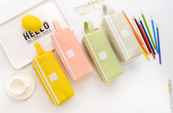 雙層簡約小清新純色筆袋 C371