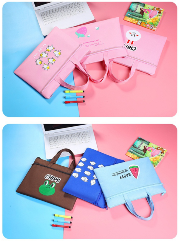 小清新可愛雙層帆布補習袋 566