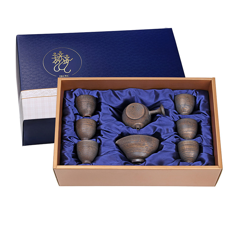 黑鐵釉(側把壺+海+6杯)8入禮盒