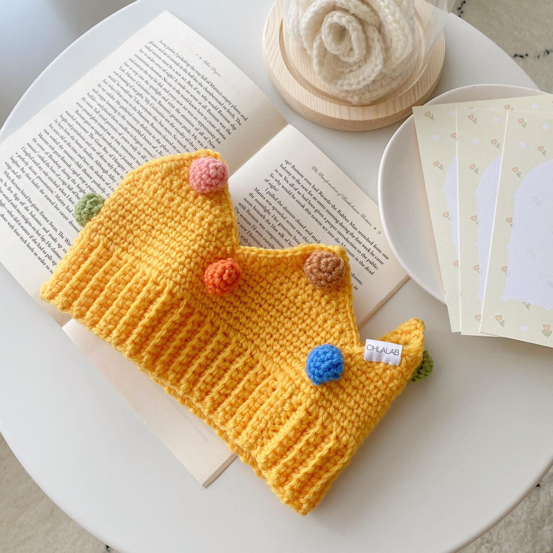 針織皇冠生日帽