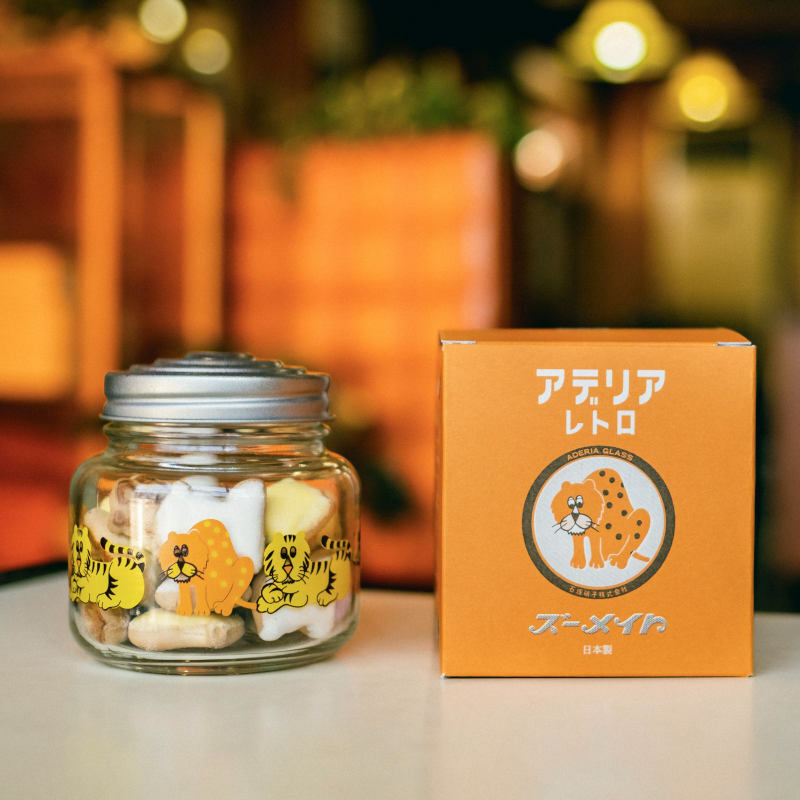 老虎款 昭和復古系列 玻璃罐 收納罐｜日本石塚硝子