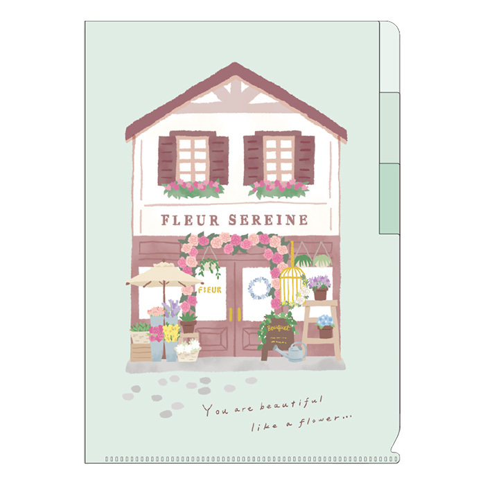 Mind Wave A5 Clear File－Kotorimachi Shopping Street Series | Florist (Japanese Stationery Brand)