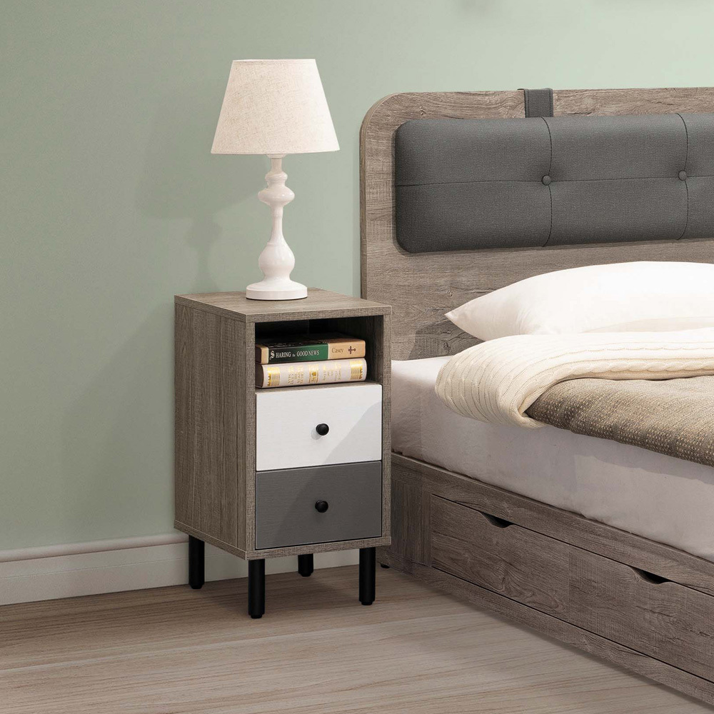 雨果床頭櫃(炭燒色)(H337 )