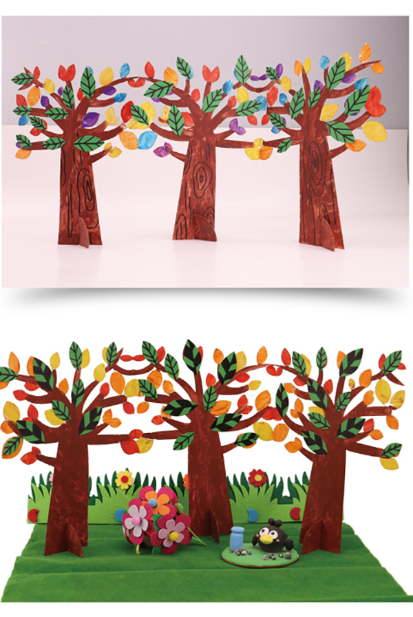 植樹節手工diy立體3D大樹貼畫材料包 M1464