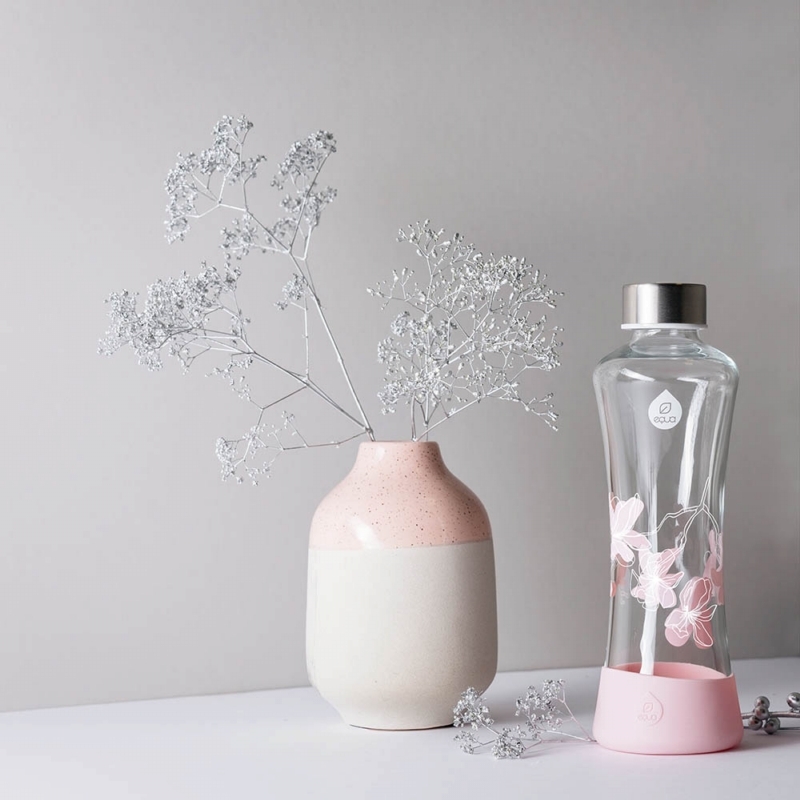 斯洛維尼亞 EQUA｜粉色玉蘭 耐熱曲線玻璃瓶  550ml