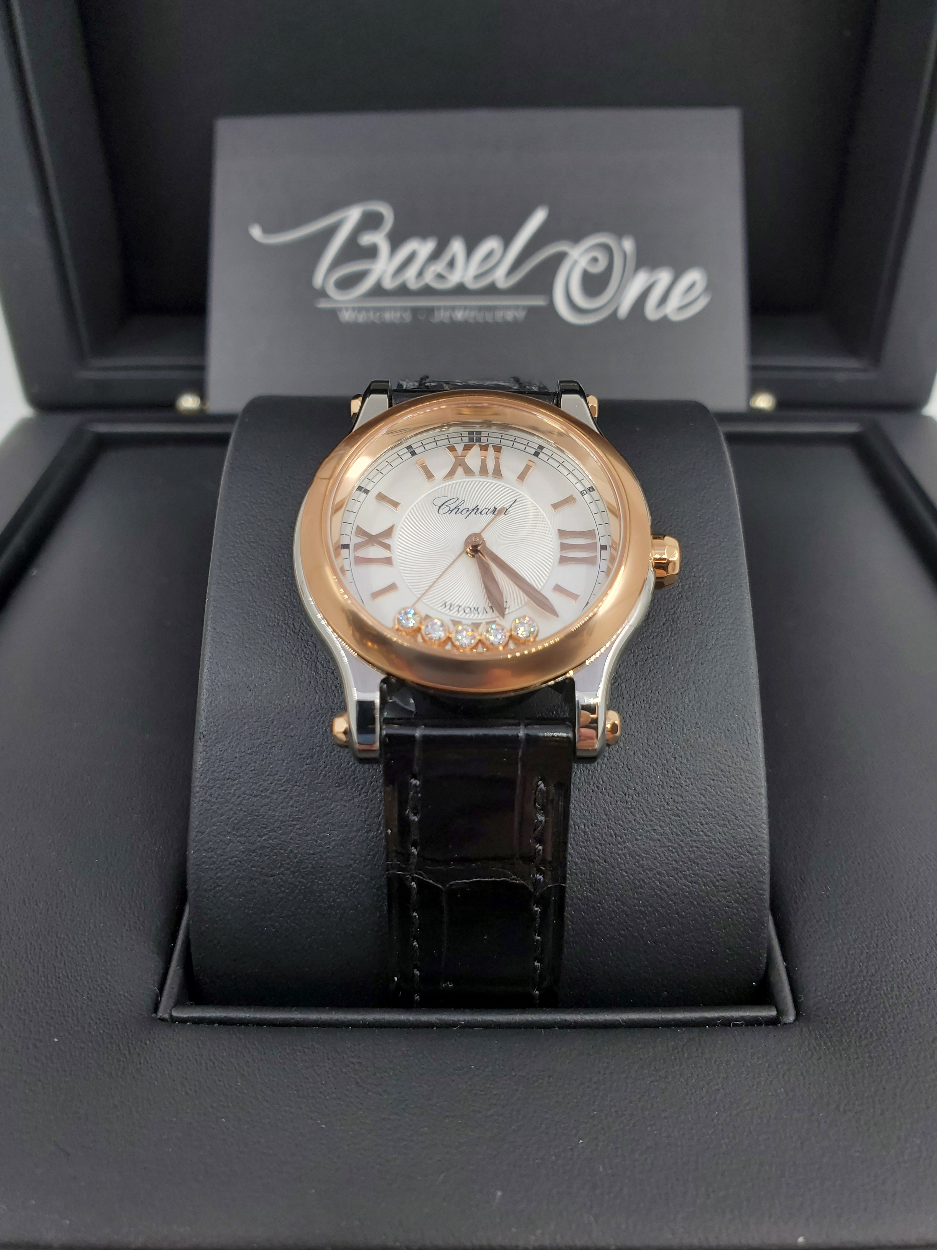 BRAND NEW CHOPARD 278573-6013 WHITE DIAL HAPPY SPORT ROSE GOLD 30 MM