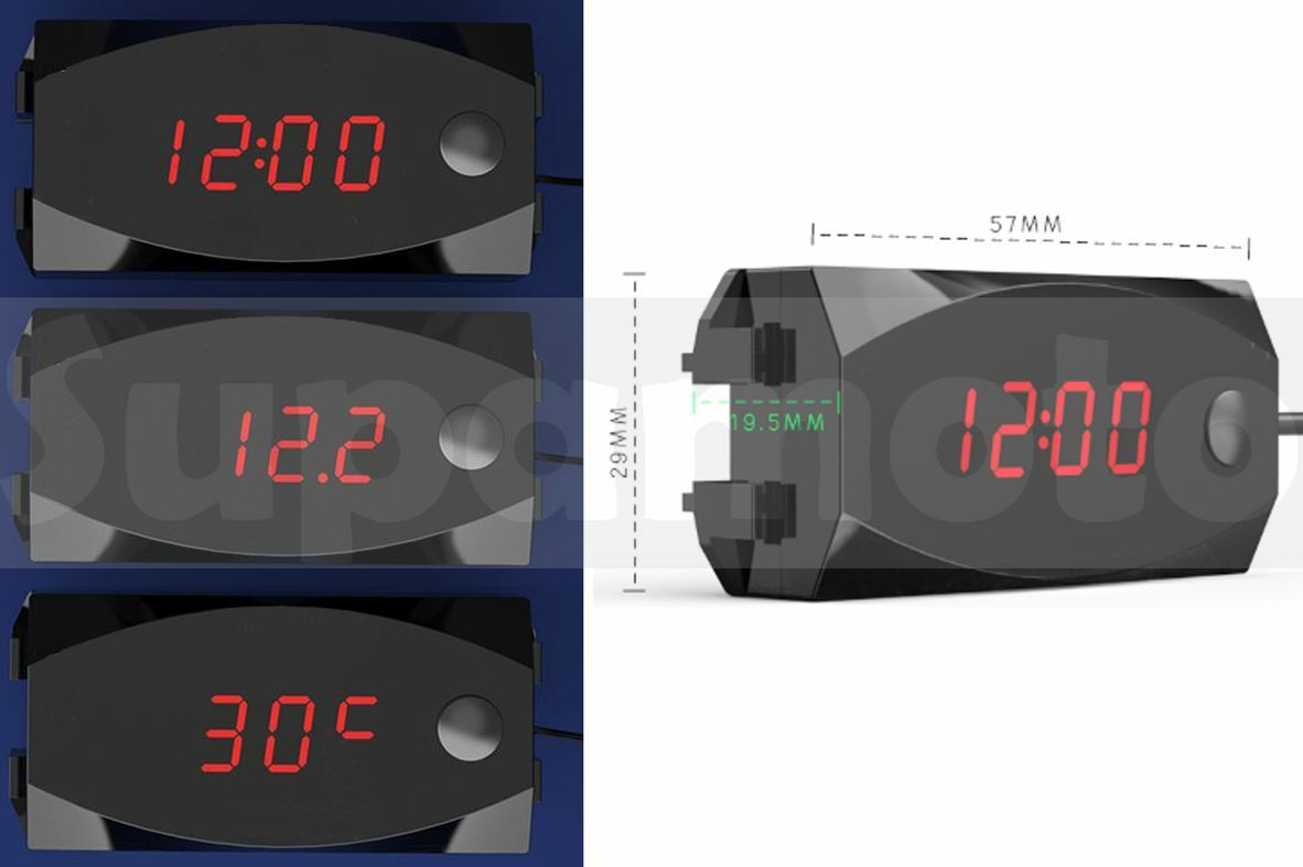 -Supamoto- 3合1 電壓表 G 通用 改裝 重機 速可達 大羊 三合一 電壓 電壓錶 時間 溫度