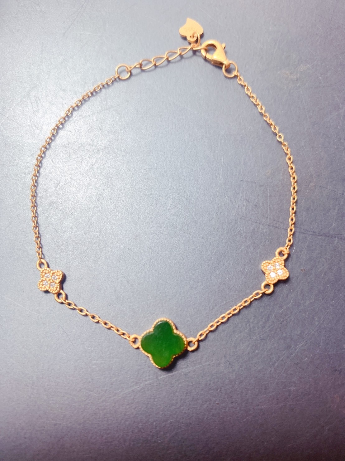 幸運四葉草丨 和田碧玉設計銀手鍊