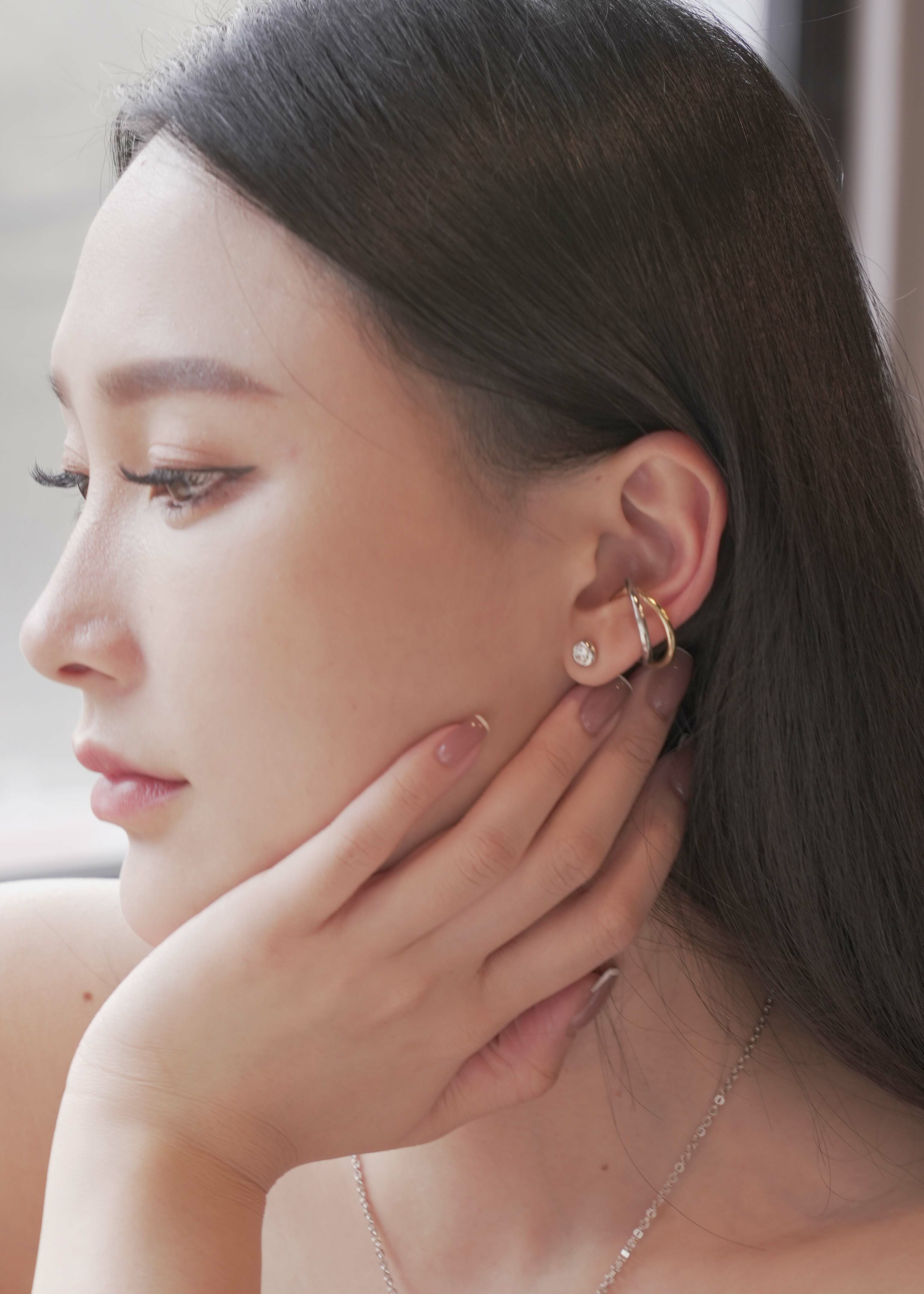 E047 迷途之旅 | 合金鍍金雙環耳骨夾