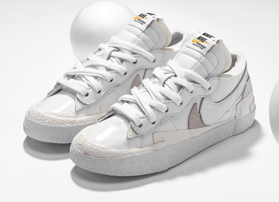 Sacai x Nike Blazer Low Patent Pack 奶油白黑白漆皮