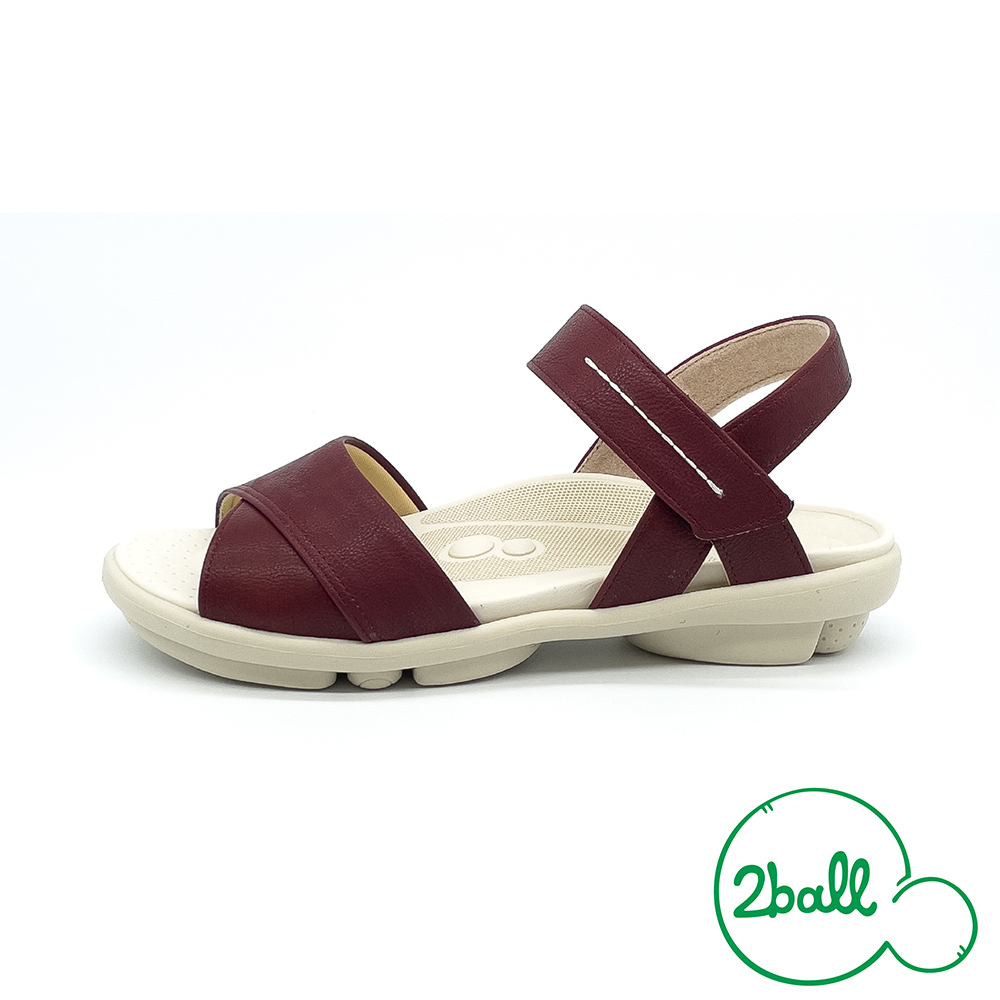 大阪樂步健康鞋 2ball 都會風知性優雅後帶涼鞋TB201(DRD-深紅色)