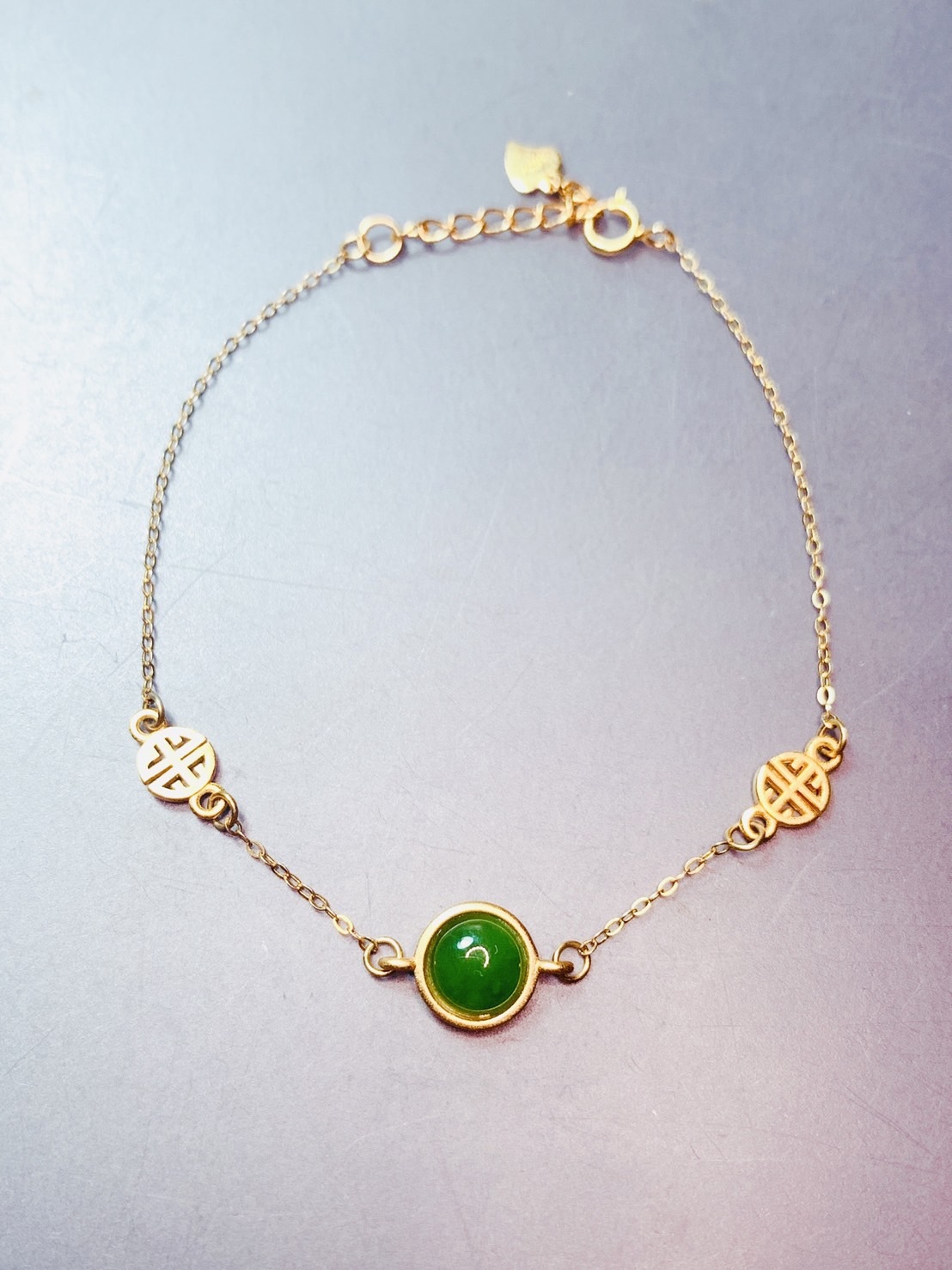 圓滿丨 和田碧玉設計銀手鍊