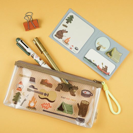 露營熊 PVC透明筆袋 收納袋｜日本Greeting Life