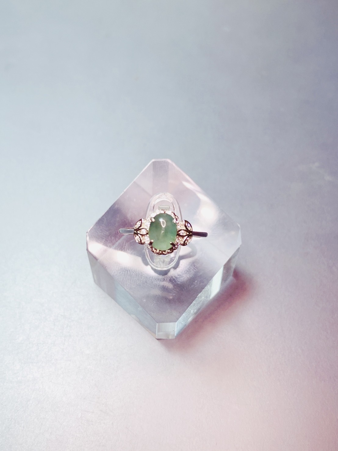 冰晴水底翡翠銀戒丨古典優雅