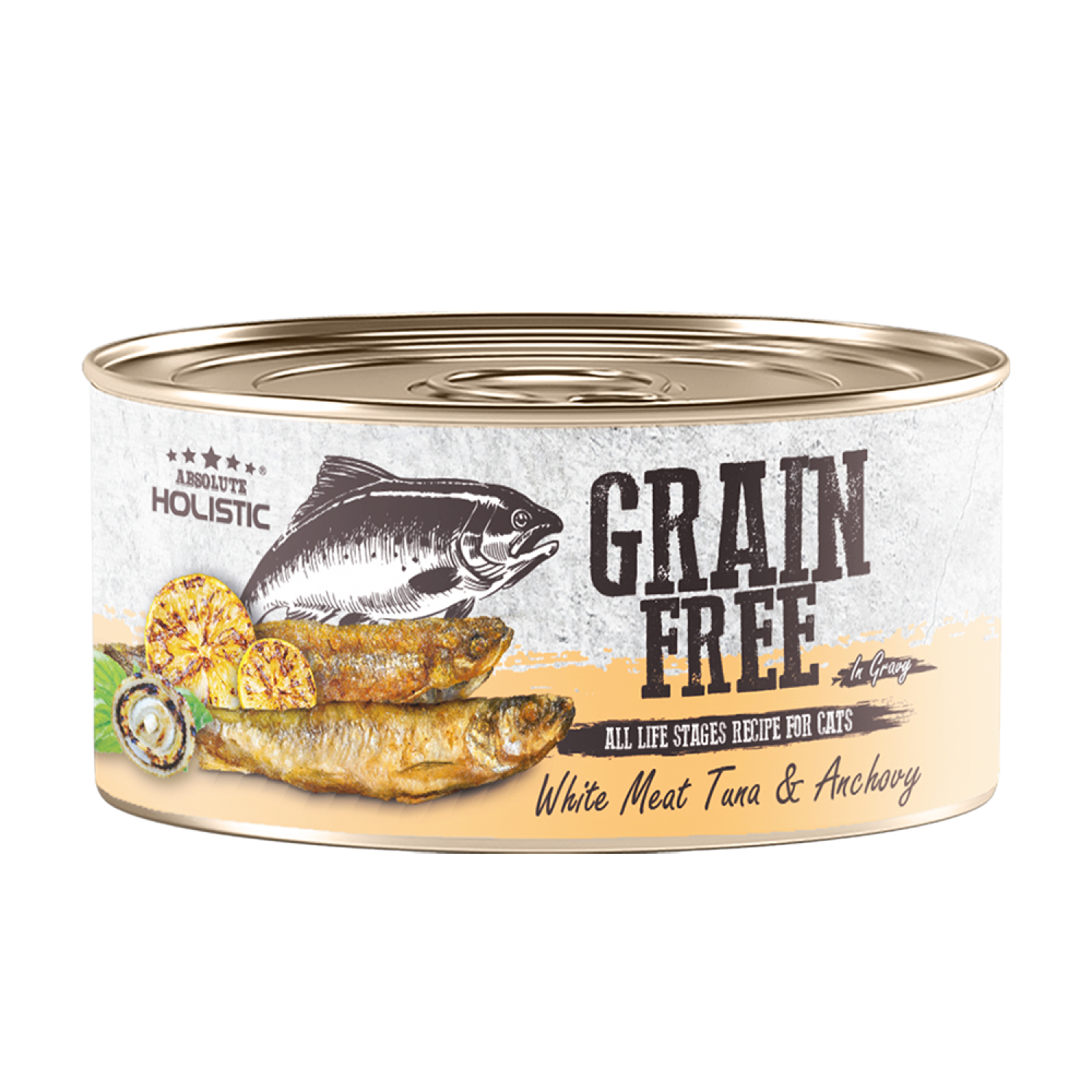Absolute Holistic Grain Free 肉絲湯汁貓罐 80g - Tuna & Anchovy 白肉鮪魚+鯷魚
